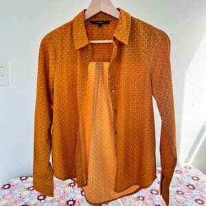 Vero Moda Orange Polka Dot Button-Up Shirt XS — Chic, Lightweight, Spring/Summer